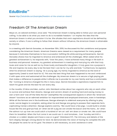 Freedom Of The American Dream
