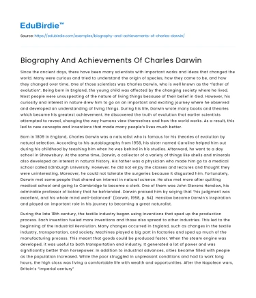 Biography And Achievements Of Charles Darwin