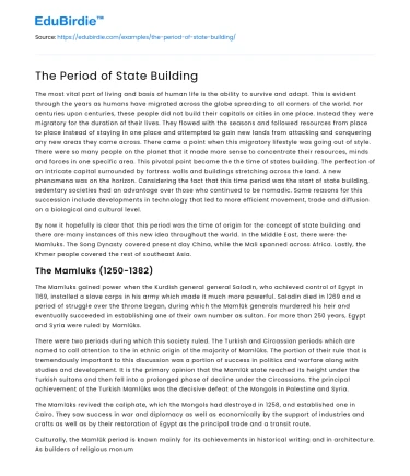The Period of State Building