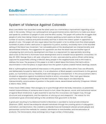 Systemic Racism and Violence Against People of Color