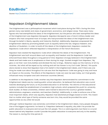 Napoleon Enlightenment Ideas