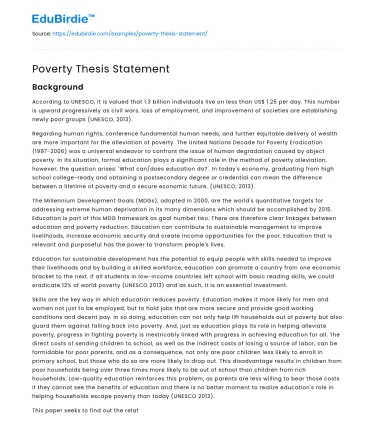 Poverty Thesis Statement