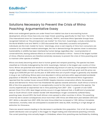 Preventing Rhino Poaching Crisis