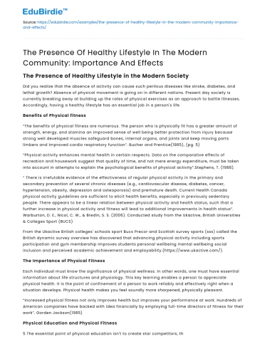 The Impact of Healthy Lifestyle Practices on Modern Communities