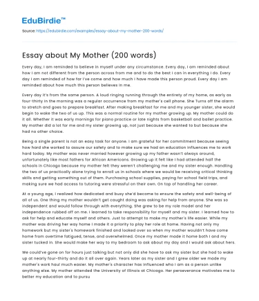 Essay about My Mother (200 words)