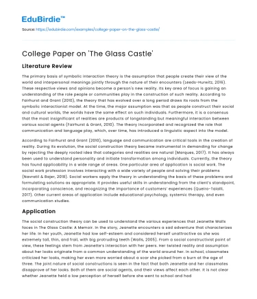 College Paper on ‘The Glass Castle’