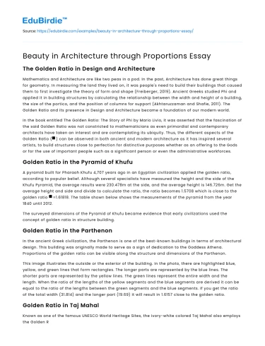 Beauty in Architecture through Proportions Essay
