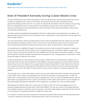Leadership Amidst Crisis: Kennedy’s Role in the Cuban Missile Standoff