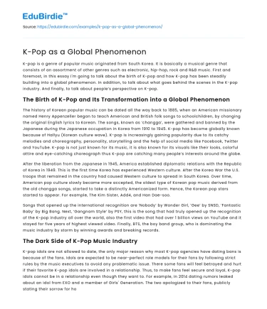 K-Pop as a Global Phenomenon