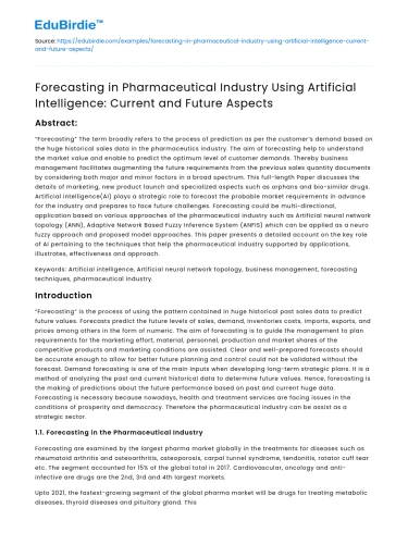 AI Forecasting in Pharma Industry: Current & Future Aspects