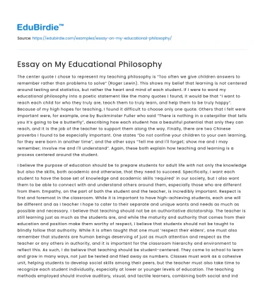 Essay on My Educational Philosophy