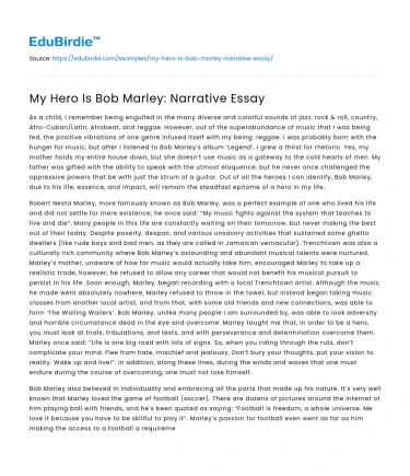 My Hero Is Bob Marley: Narrative Essay