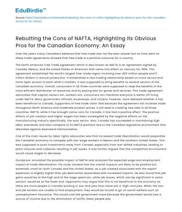 Pros and Cons of NAFTA for Canada