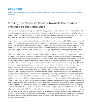 Challenging Society’s Norms in To the Lighthouse
