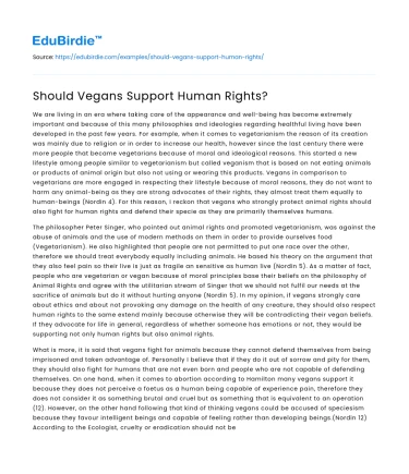 Should Vegans Support Human Rights?