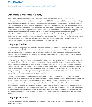 Language Variation Essay