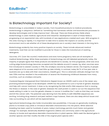 Is Biotechnology Important For Society?