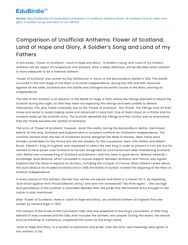 Comparison of Unofficial Anthems