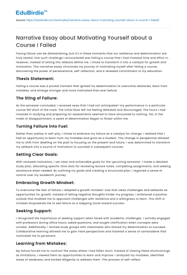 Narrative Essay about Motivating Yourself about a Course I Failed