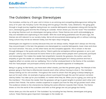 The Outsiders: Gangs Stereotypes