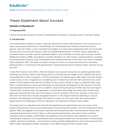 Thesis Statement about Success