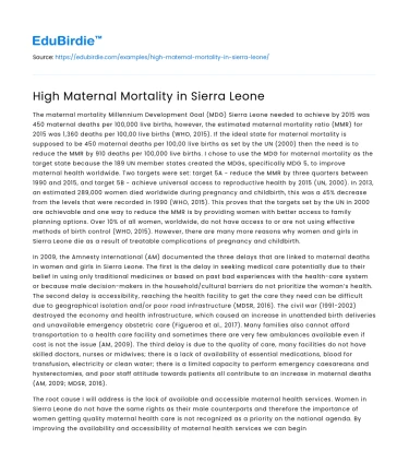 High Maternal Mortality in Sierra Leone