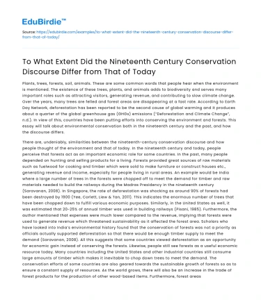 19th Century vs Modern Conservation Discourse