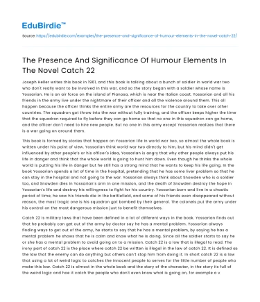 The Role and Impact of Humor in Catch-22