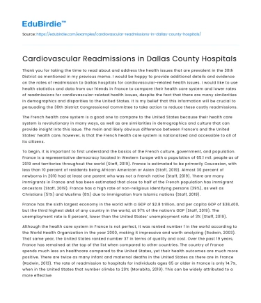 Cardiovascular Readmissions in Dallas County Hospitals