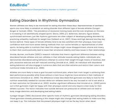 Eating Disorders in Rhythmic Gymnastics