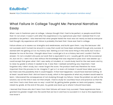 What Failure in College Taught Me: Personal Narrative Essay