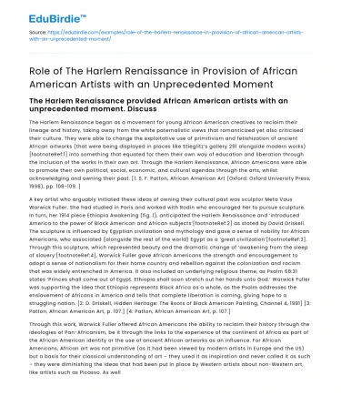 Harlem Renaissance: Empowering African American Artists