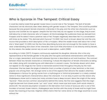 Who is Sycorax in The Tempest: Critical Essay