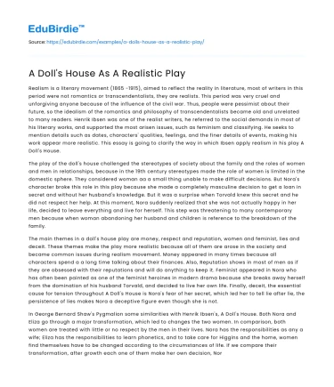 A Doll’s House As A Realistic Play