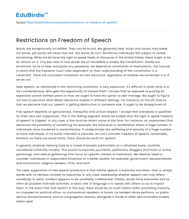 Restrictions on Freedom of Speech