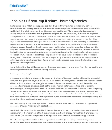 Principles Of Non-equilibrium Thermodynamics