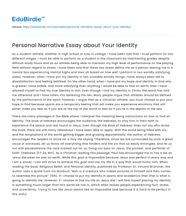 Personal Narrative Essay about Your Identity
