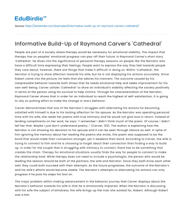 Informative Build-Up of Raymond Carver’s ‘Cathedral’
