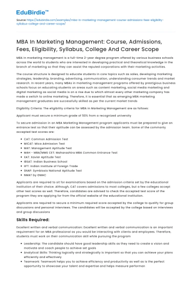 MBA in Marketing Management: Overview and Career Scope