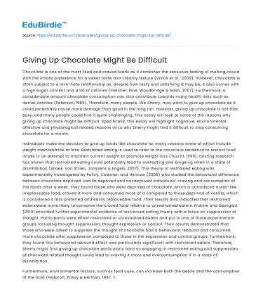 Giving Up Chocolate Might Be Difficult