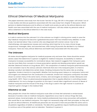 Ethical Dilemmas Of Medical Marijuana