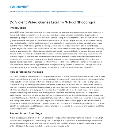 Do Violent Video Games Lead To School Shootings?