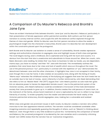 A Comparison of Du Maurier’s Rebecca and Brontë’s Jane Eyre