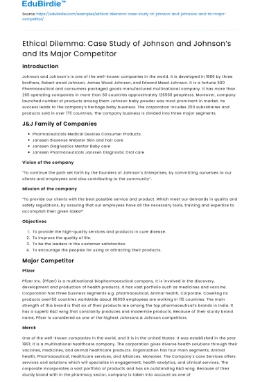 Ethical Dilemma: Johnson & Johnson vs Competitor