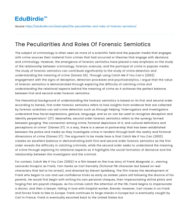 The Peculiarities And Roles Of Forensic Semiotics