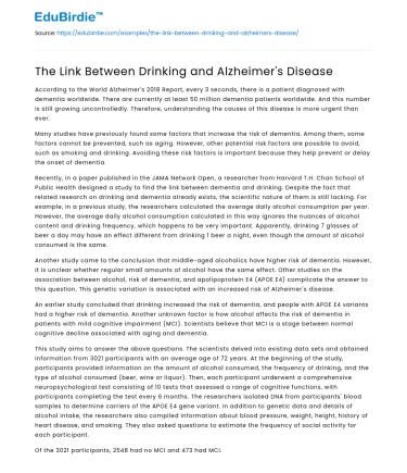 The Link Between Drinking and Alzheimer’s Disease