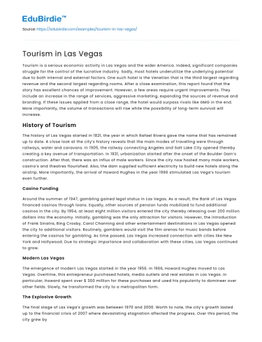 Tourism in Las Vegas