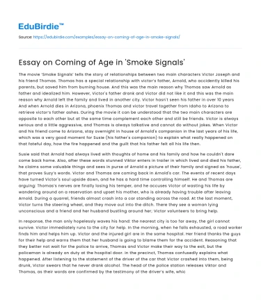 Coming of Age Themes in ‘Smoke Signals’