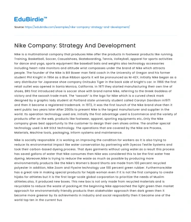Nike Company: Strategy And Development