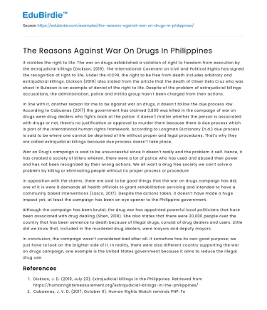 The Reasons Against War On Drugs In Philippines